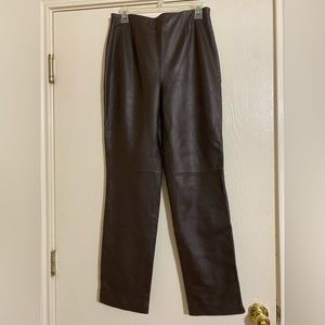 Valerie by Valerie Stevens Brown High Waist Straight leg Leather Trouser/Pants